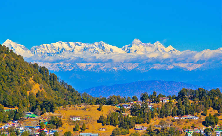 View of the Himalayas from Tiffin Top Nainital