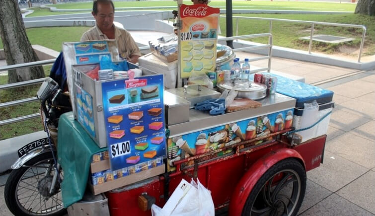 Ice cream cart to taste the Singapore National fruit