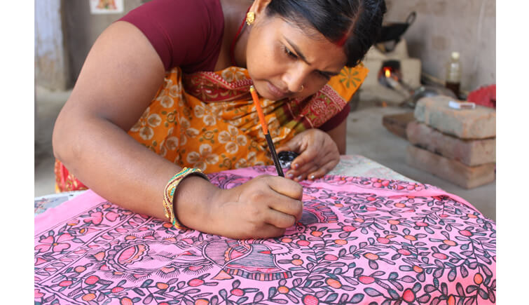 Women Working on Madhubani Painting