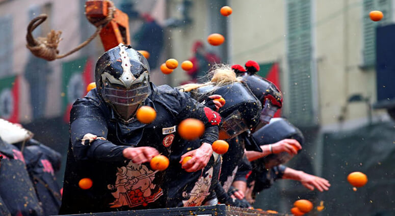 Battle of Oranges Ivrea Italy