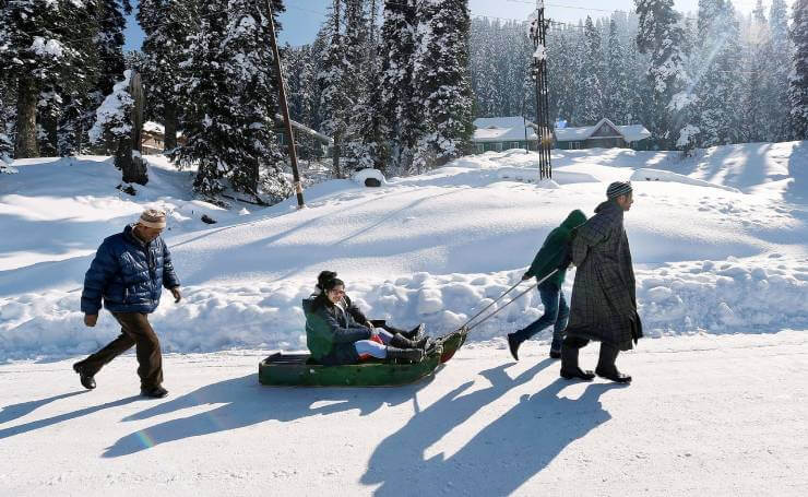 Sleigh Riding in Kashmir