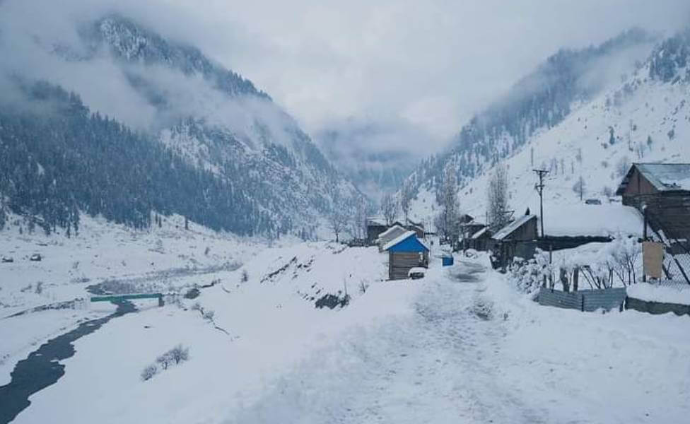 Snowfall in Gurez Valley Kashmir