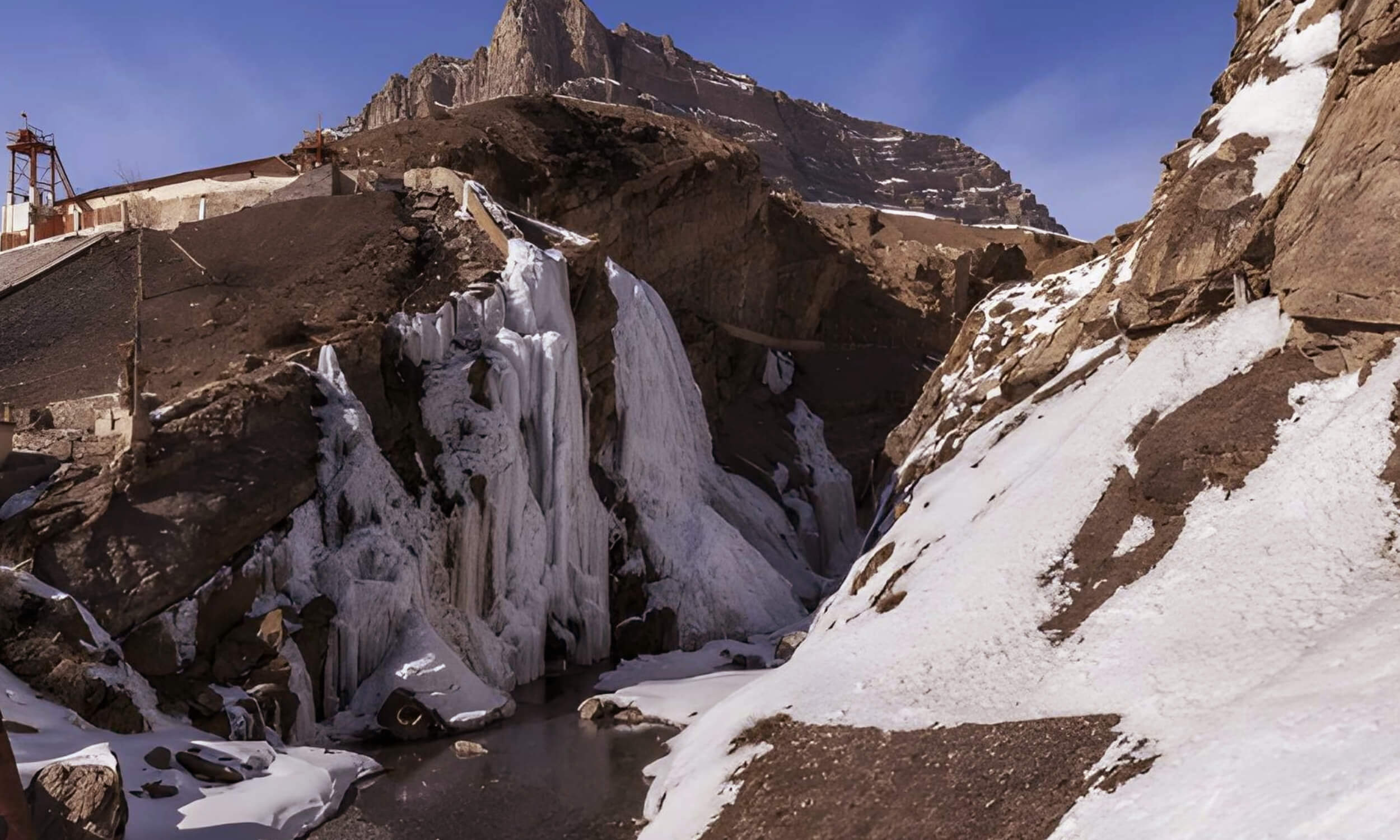 Frozen Waterfall Spiti Valley Himachal